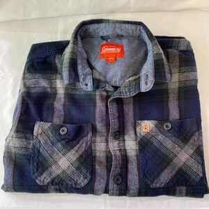 Coleman Plaid Flannel Shirt - Blue and Green